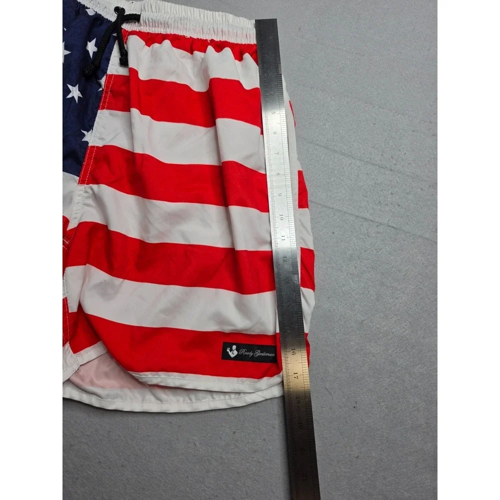 Rowdy Gentleman Swim Trunks Men's XL Multicolor Striped American Flag Mesh Lined